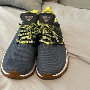 Mens blue and green boat shoes by Columbia